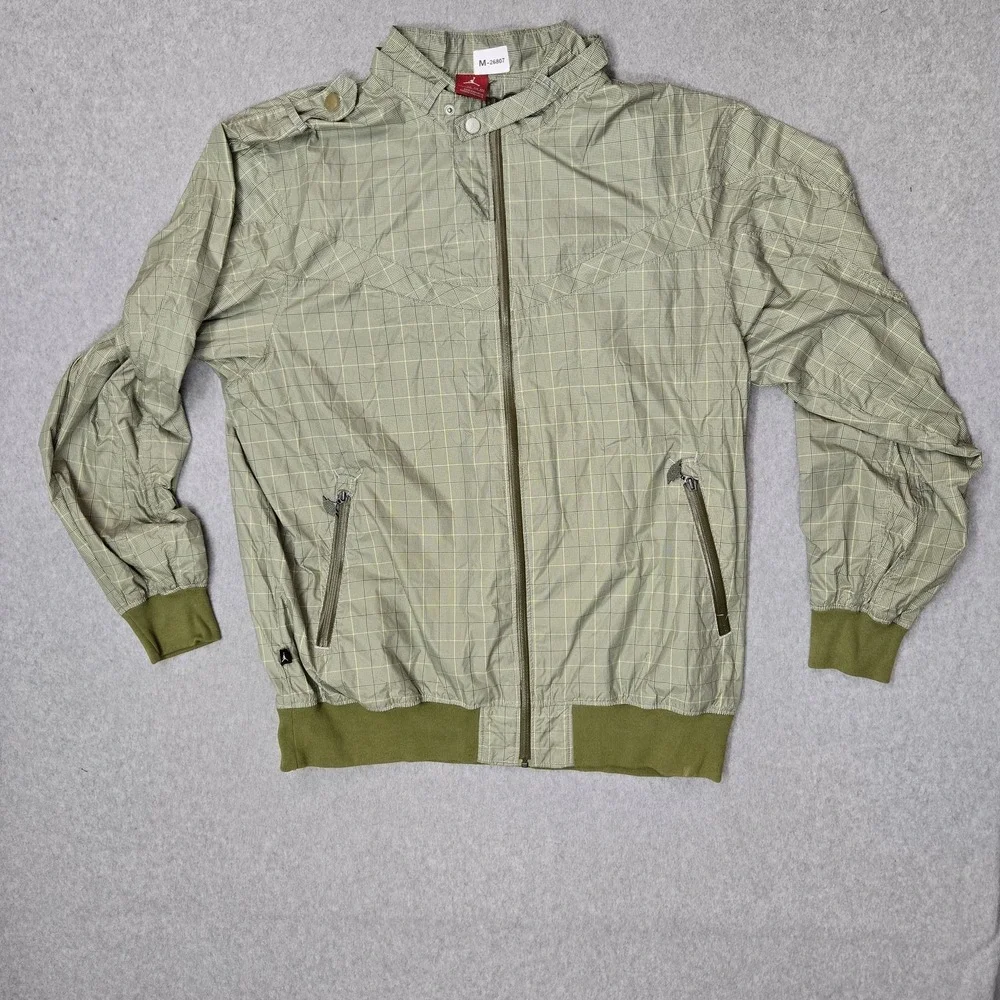 Air Jordan Men Jacket XXL Green Plaid Jumpman Wing Snap Collar Y2K